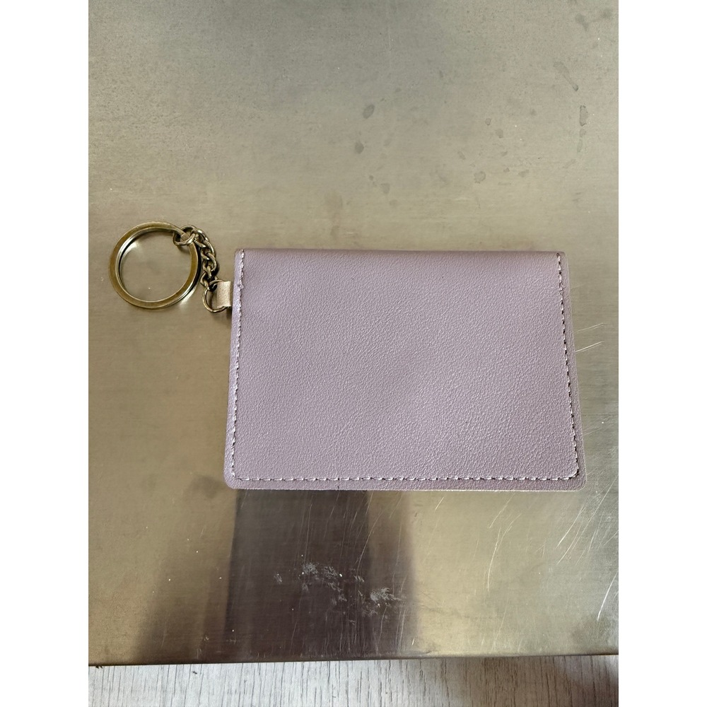 Mini Envelope‎ Card Holder Wallet Keychain Purple Beige Snap Case - Picture 2 of 3